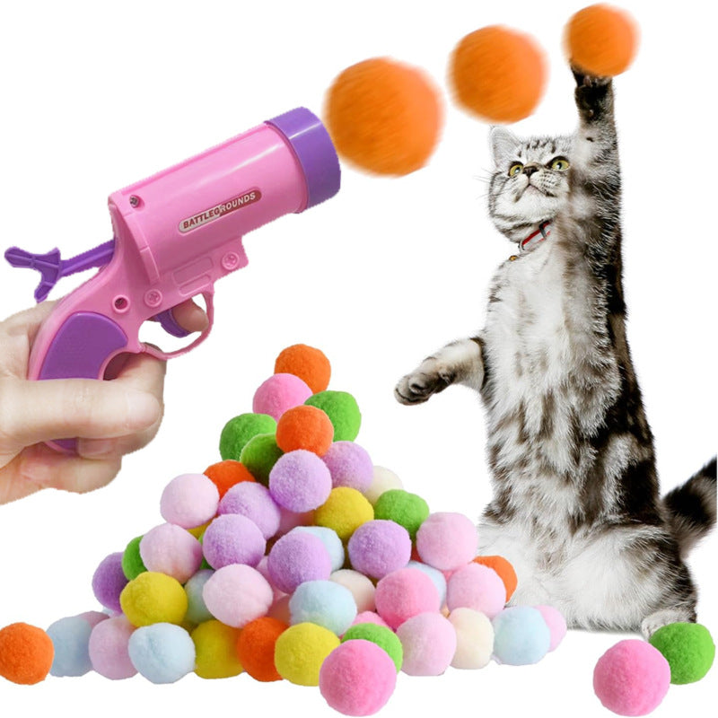 ToyTigris Pompom Launcher Cat Toy Set