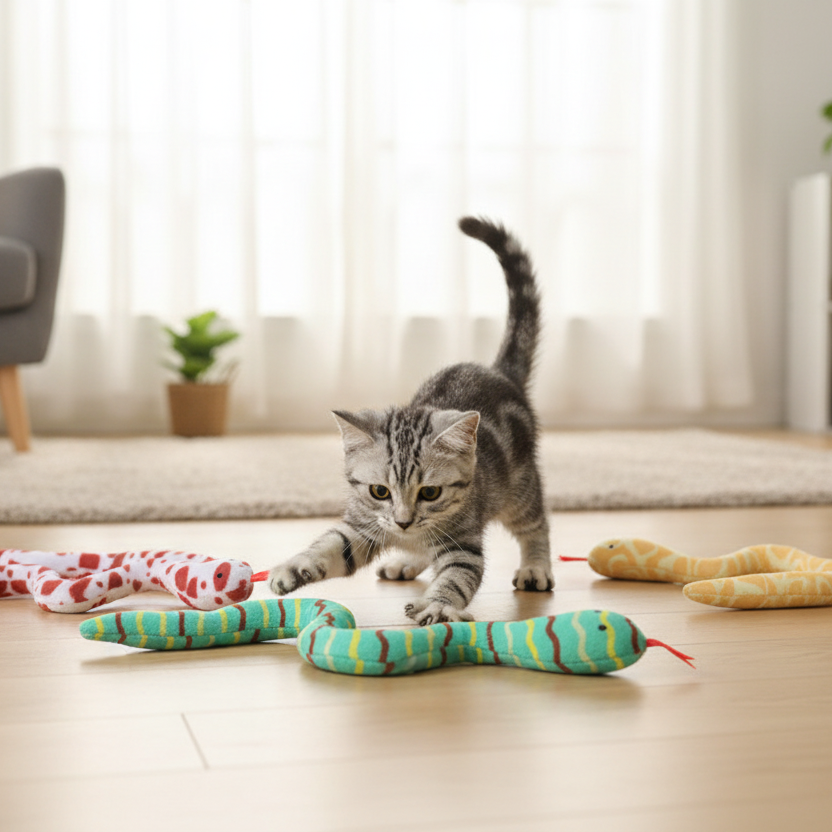 Plush Dental Catnip Snake Toy