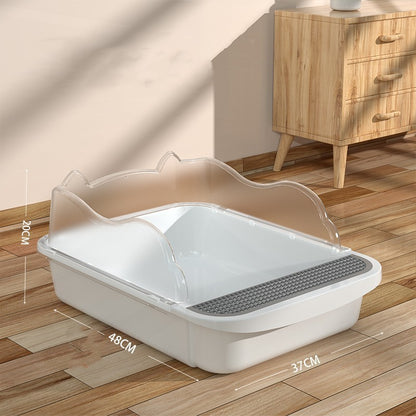 Oversized Splash-Proof Cat Litter Box Semi-Enclosed, Easy-Clean Design