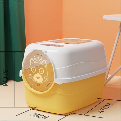 Oversized Splash-Proof Cat Litter Box Semi-Enclosed, Easy-Clean Design