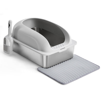 Stainless Steel Cat Litter Box Scoop And Mat Included