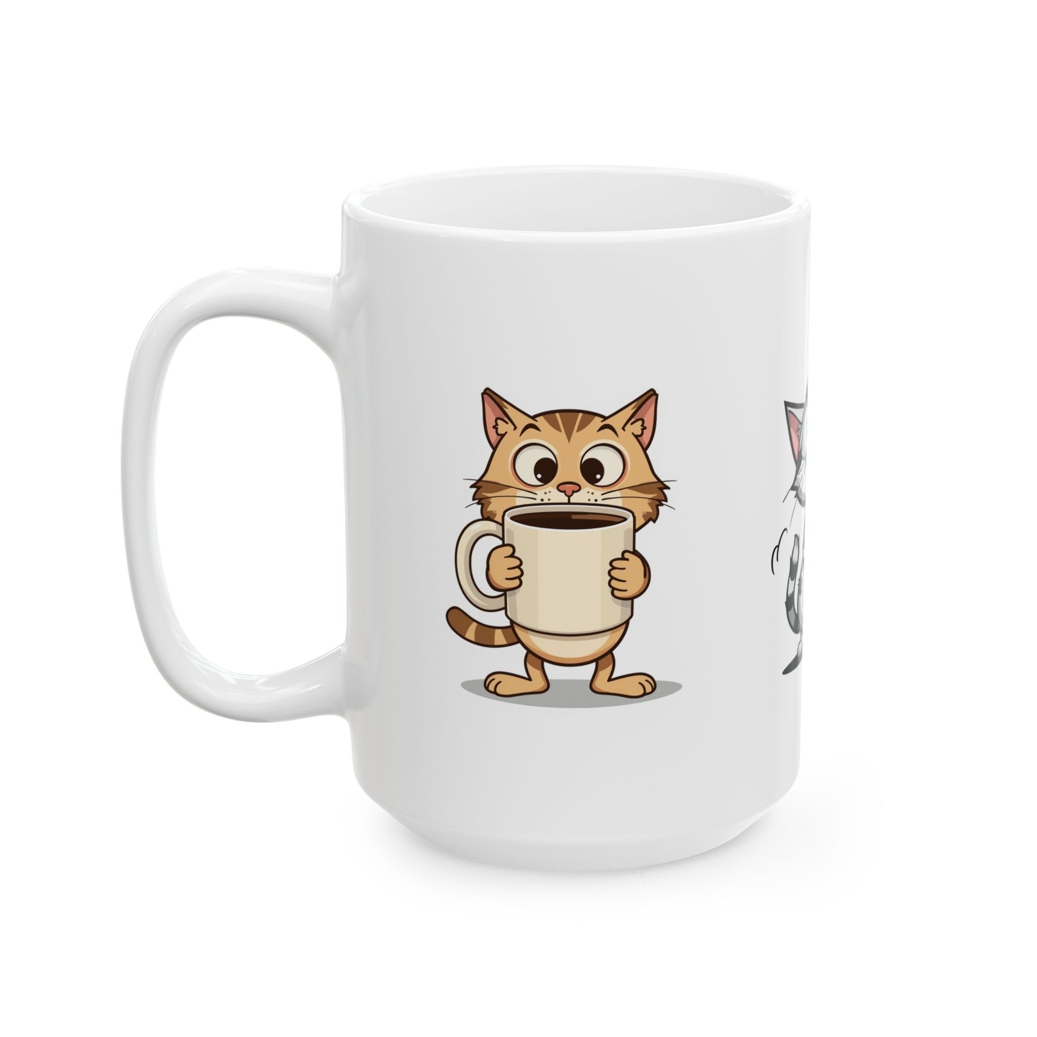 Crazy Coffee Cat Ceramic Mug (11oz, 15oz)