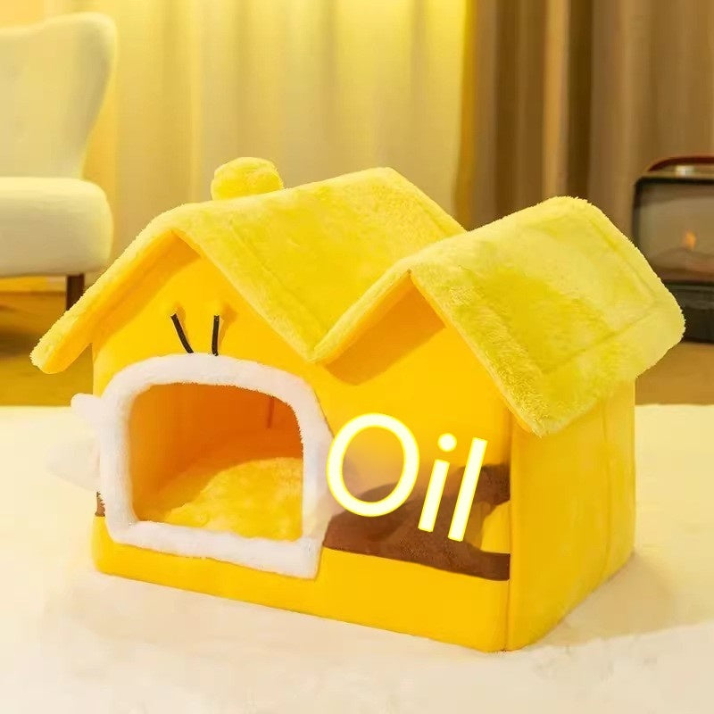 Autumn & Winter Warm Cat Bed Cozy Closed Cat Kennel