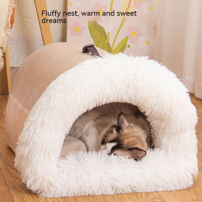 Warm Moisture-proof Long Fur Pet Bed