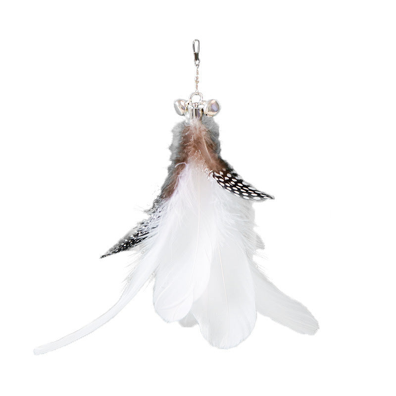 Cat feather wand replacement head with natural feathers for interactive play