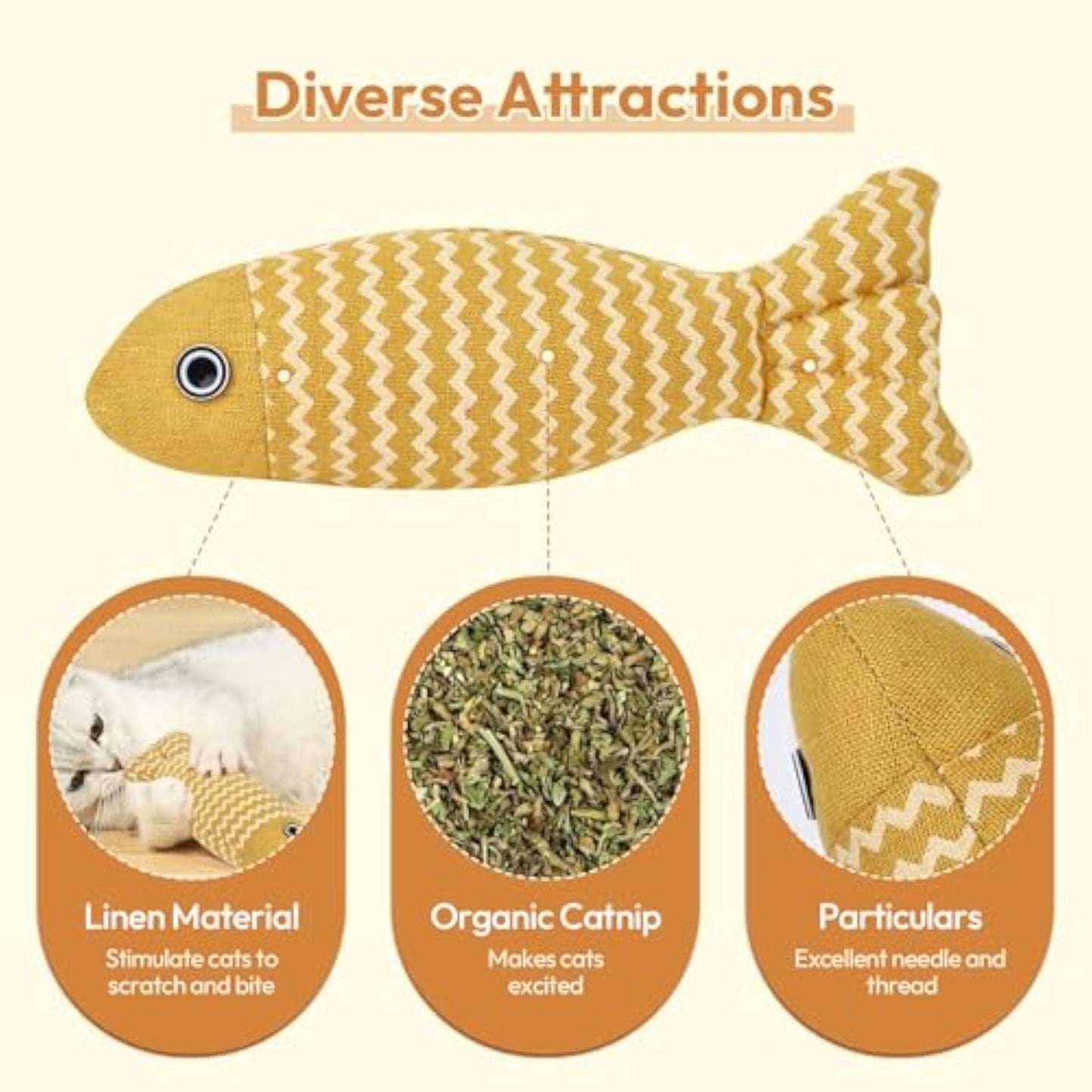 3PCS Catnip Fish Cat Toys