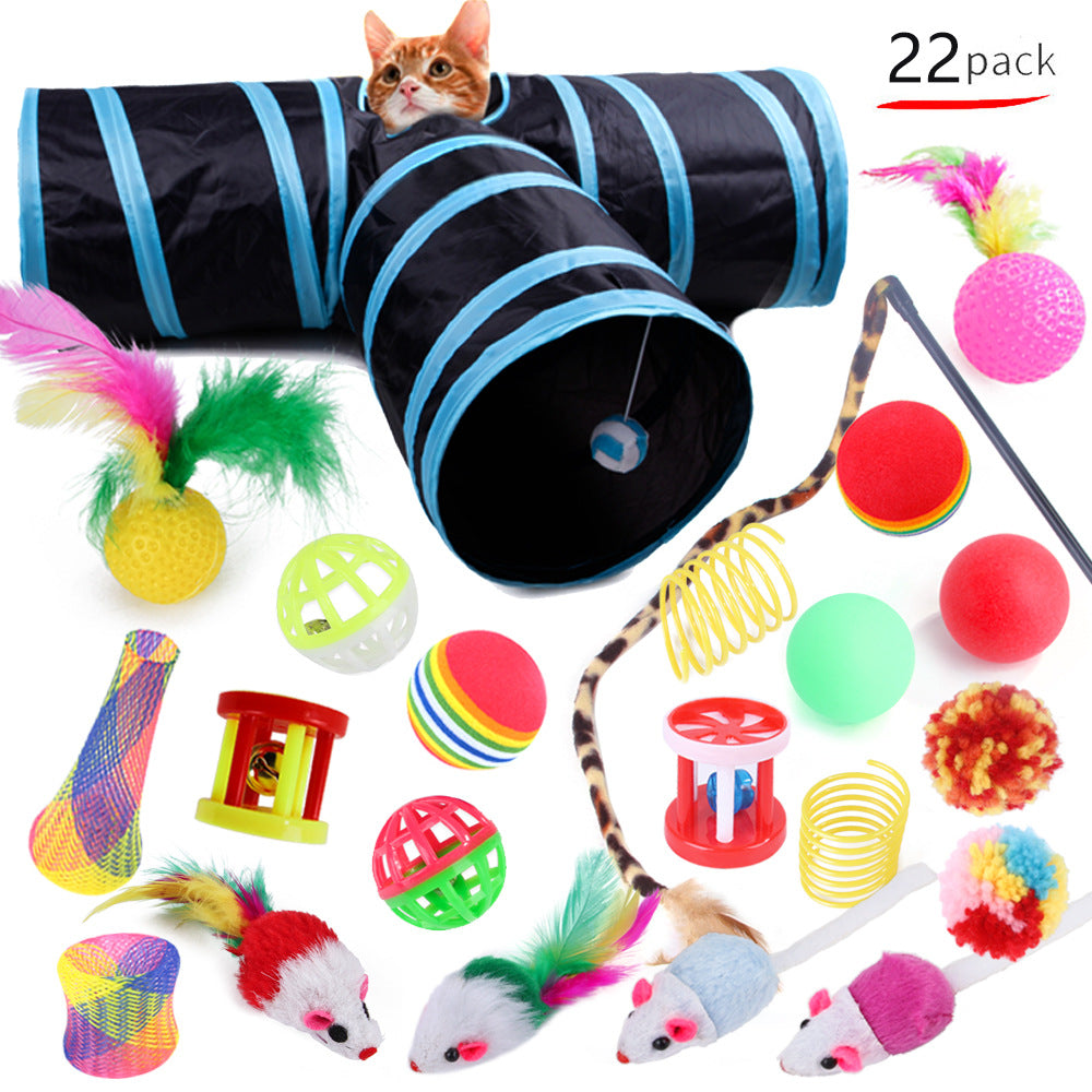 ToyTigris Cat Toy Set With Tunnel