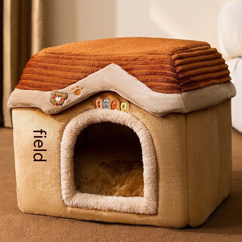 Autumn & Winter Cozy Closed Cat Kennel Bed