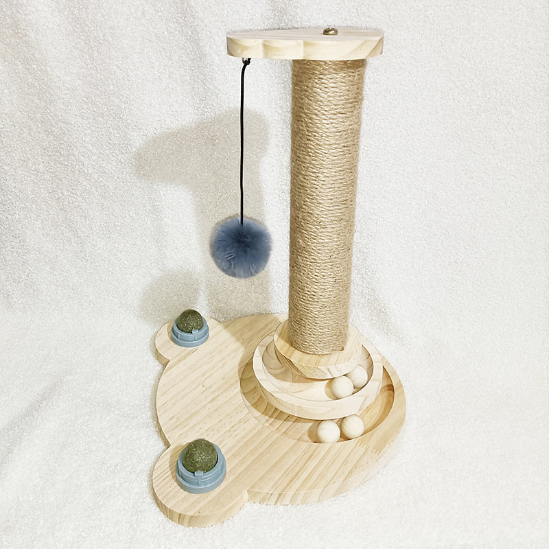 Solid Wood Cat Scratcher With Catnip