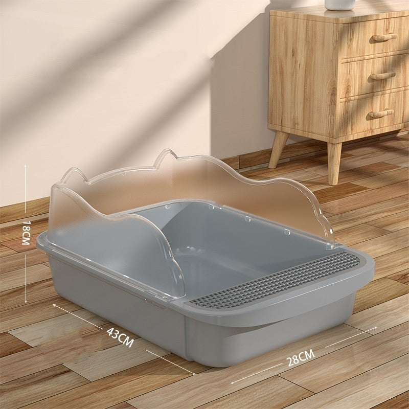 Oversized Splash-Proof Cat Litter Box Semi-Enclosed, Easy-Clean Design