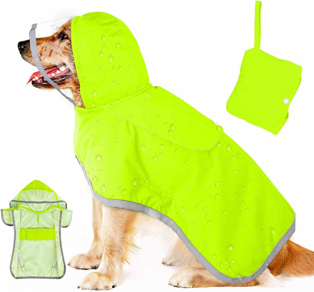 Wasserdichter Hunde-Regenmantel – Weiche, atmungsaktive Kapuzenjacke mit transparenter Krempe