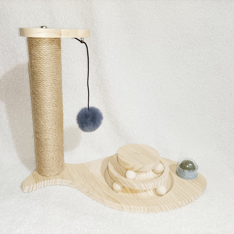 Solid Wood Cat Scratcher With Catnip