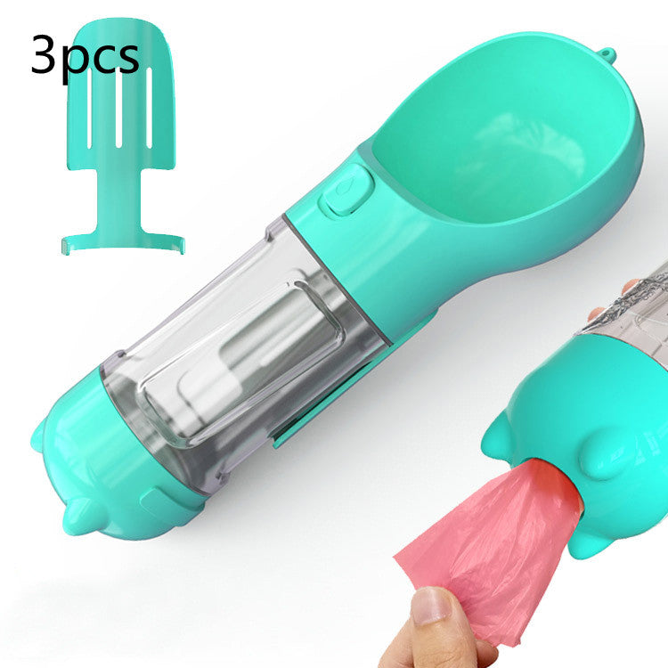 3 In 1 Pet Water Bottle Feeder Bowl Garbage Bag