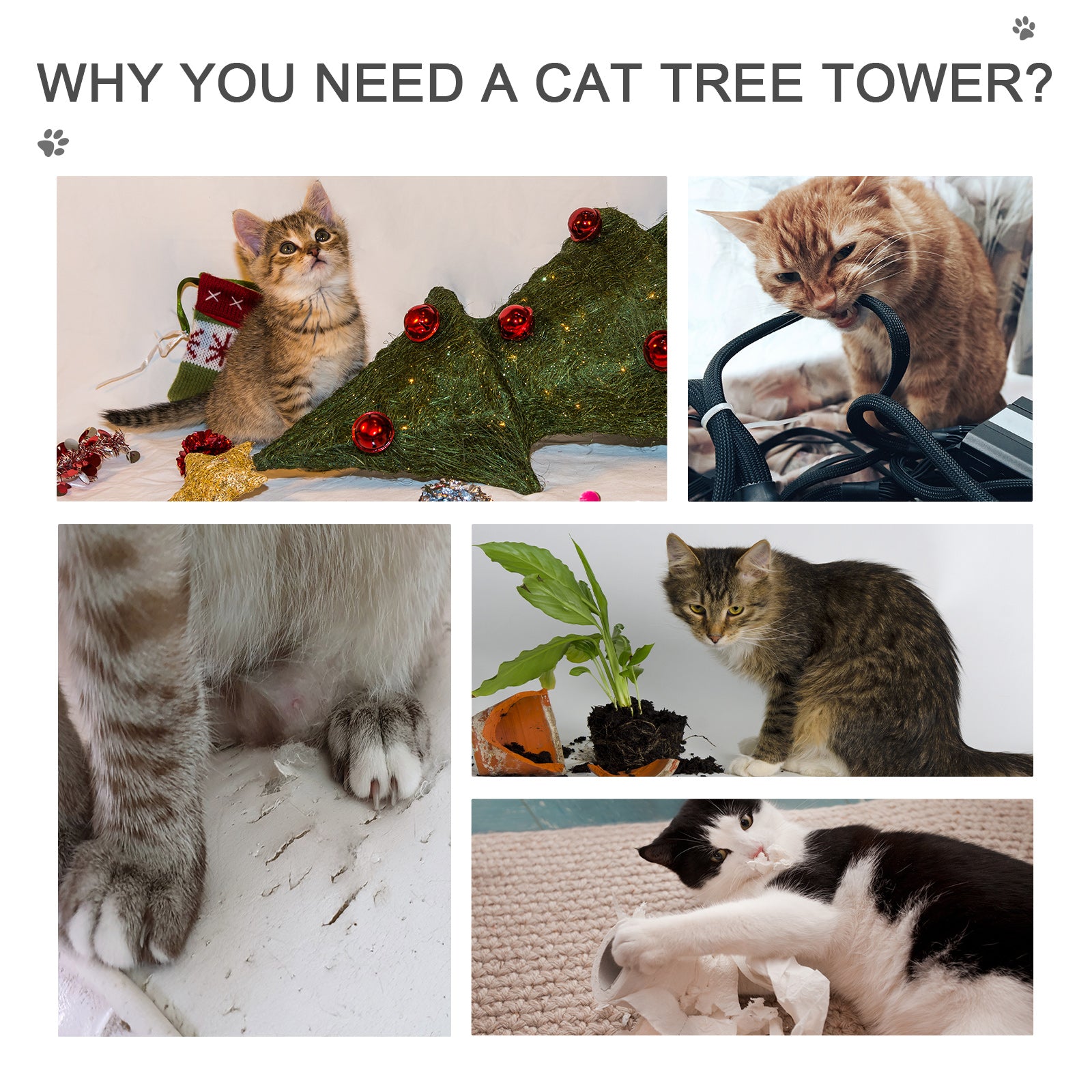 ToyTigris 5-Tier Adjustable Floor to Ceiling Cat Tree