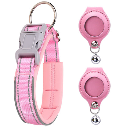 Airtag Pet Collar with Protective Leather Case