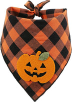 Halloween Pumpkin Dog Plaid Bandana