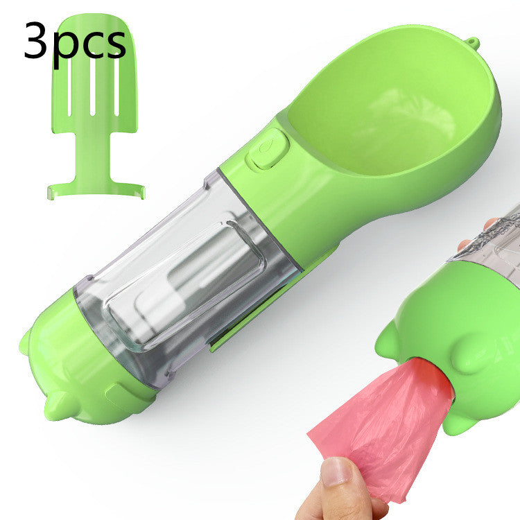 3 In 1 Pet Water Bottle Feeder Bowl Garbage Bag