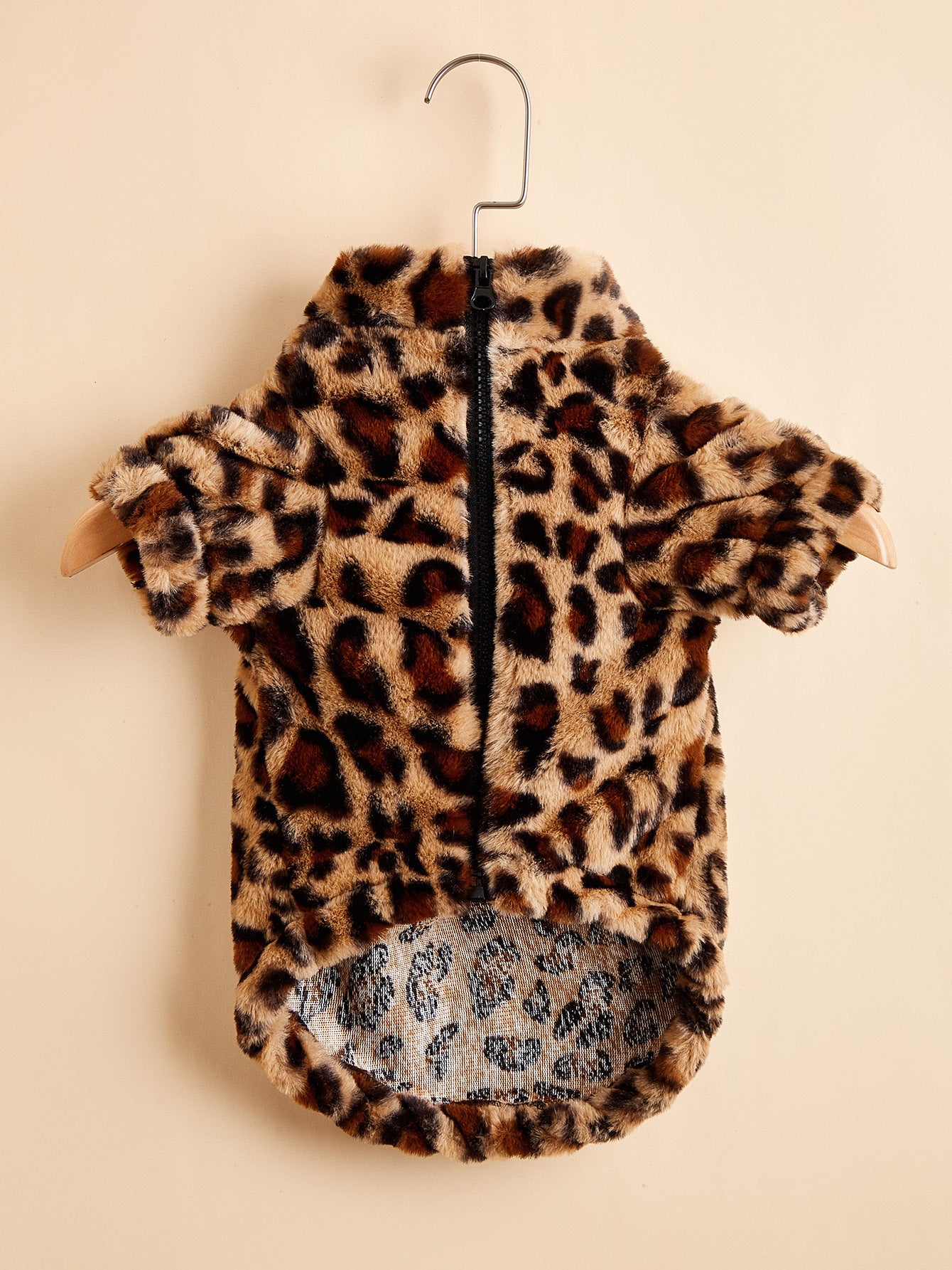 Warm Leopard Print Dog Jacket – Acrylic Pet Coat