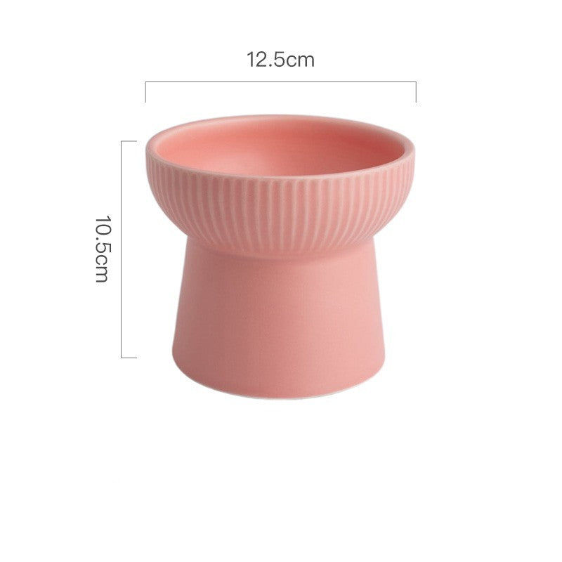 Elevated Ceramic Cat Bowl with High Foot and Neck Protection