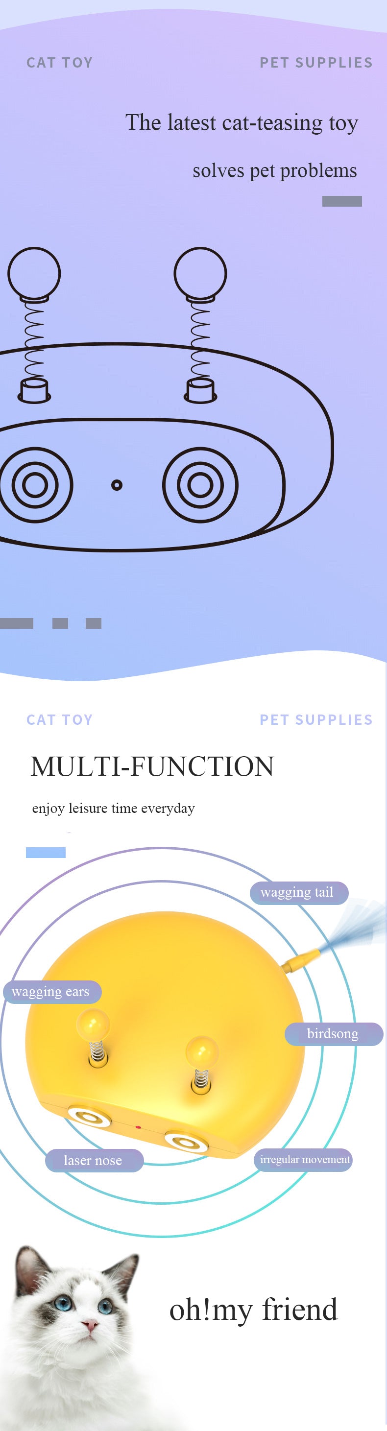 ToyTigris Electric Robot Cat Toy with Laser and Feather Wand