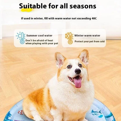 Cat Summer Cooling Pad With Built-in Simulation Fish Toys