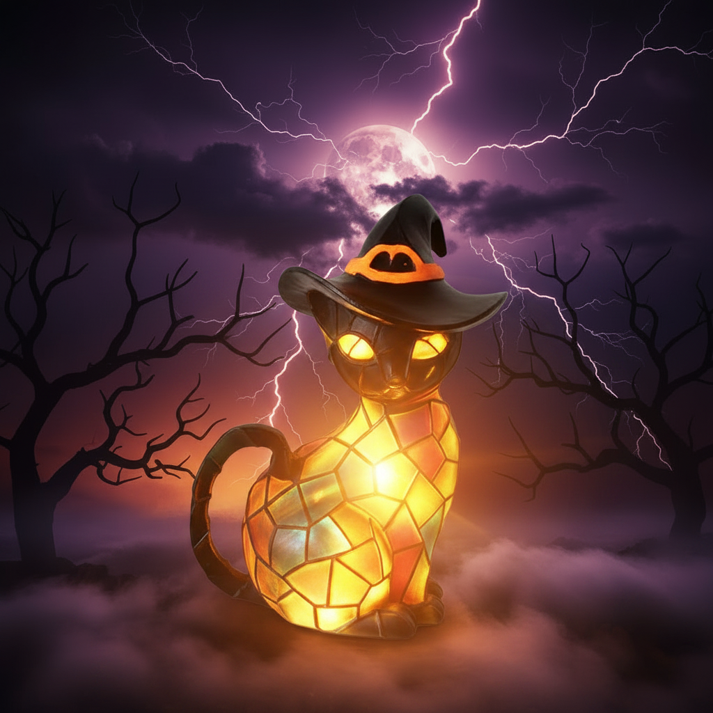 Cat Night Light Resin