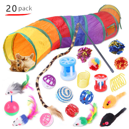 Variety Pack of Cat Toys Plush, Feather & Interactive Play Set