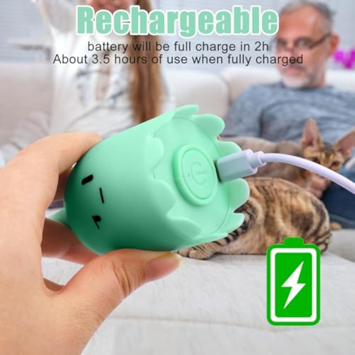 Electric Swinging Tail Cat Toy Interactive Silicone Pet Teaser