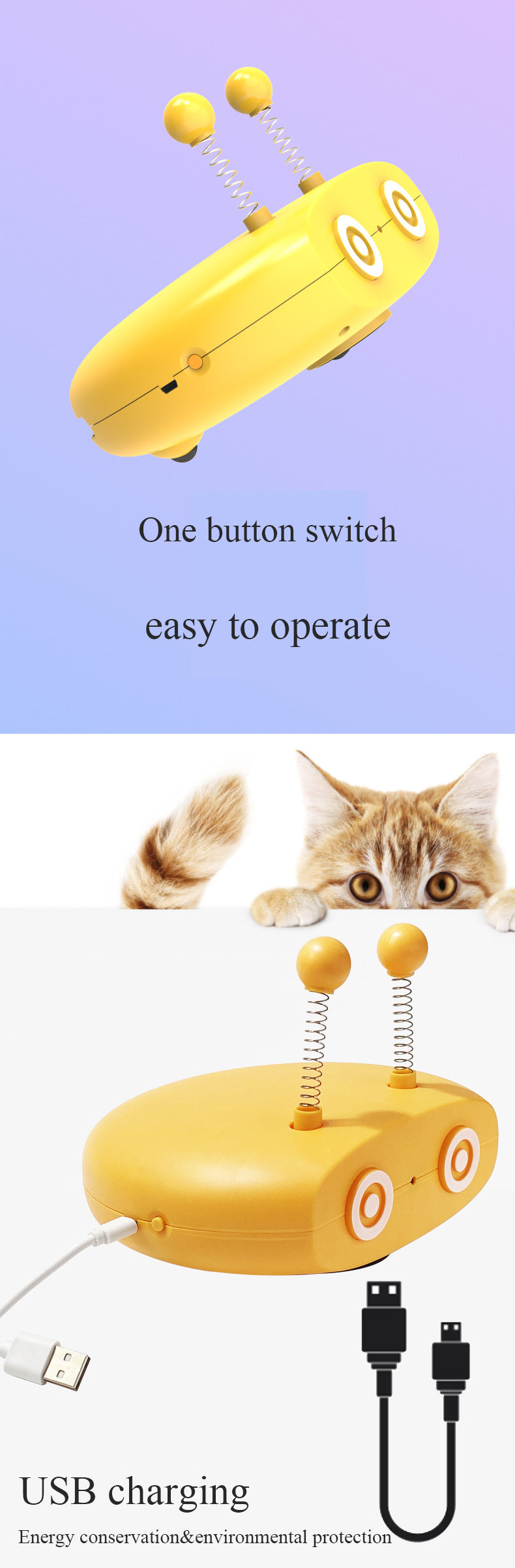 ToyTigris Electric Robot Cat Toy with Laser and Feather Wand