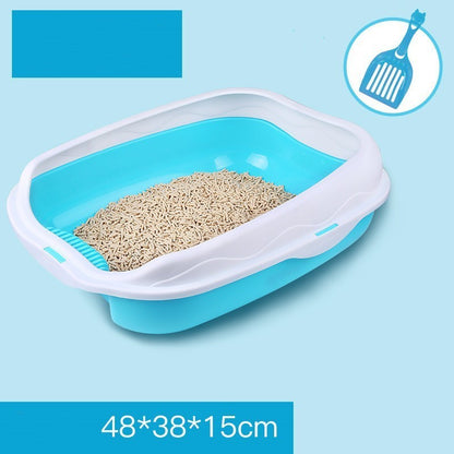 Oversized Splash-Proof Cat Litter Box Semi-Enclosed, Easy-Clean Design