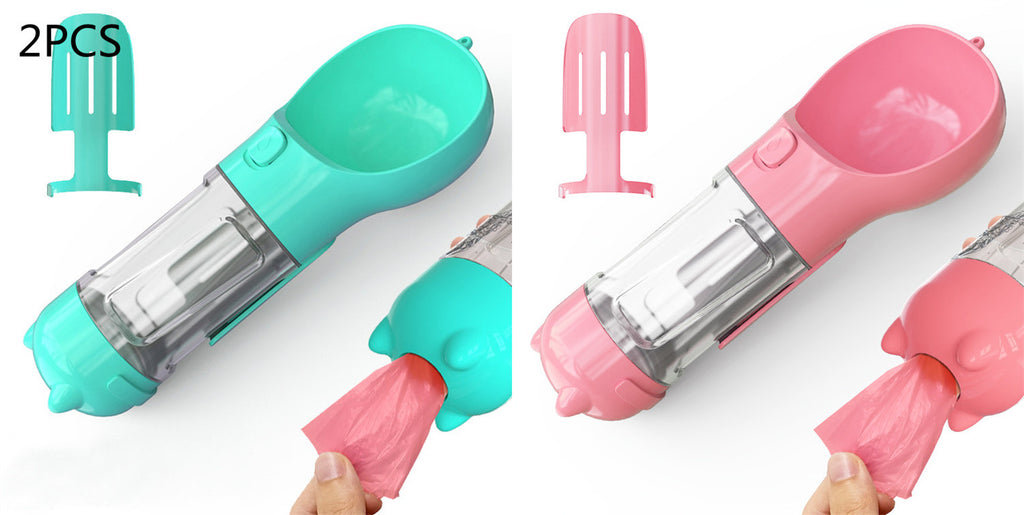 3 In 1 Pet Water Bottle Feeder Bowl Garbage Bag