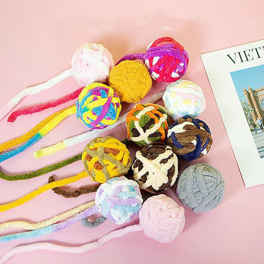 Colorful Wool Bell Ball Cat Toy Interactive Plush Play for Cats