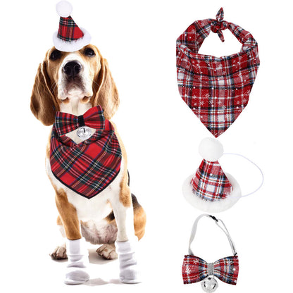 Christmas Pet Bandana – Santa & Reindeer Print
