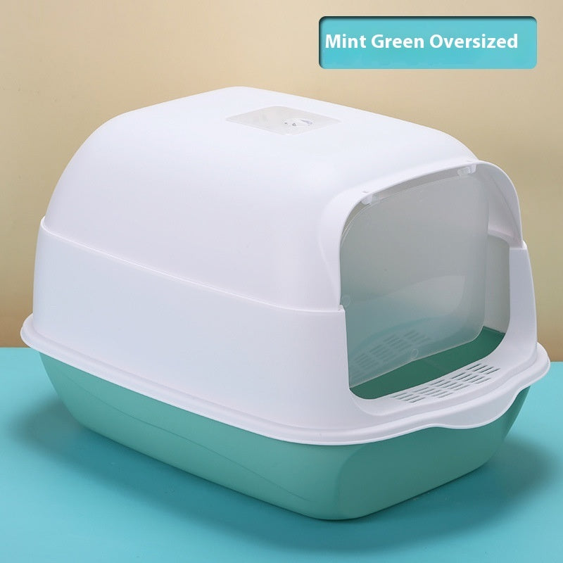 Fully Enclosed Cat Litter Box Splash-Proof, Easy-Clean Cat Toilet