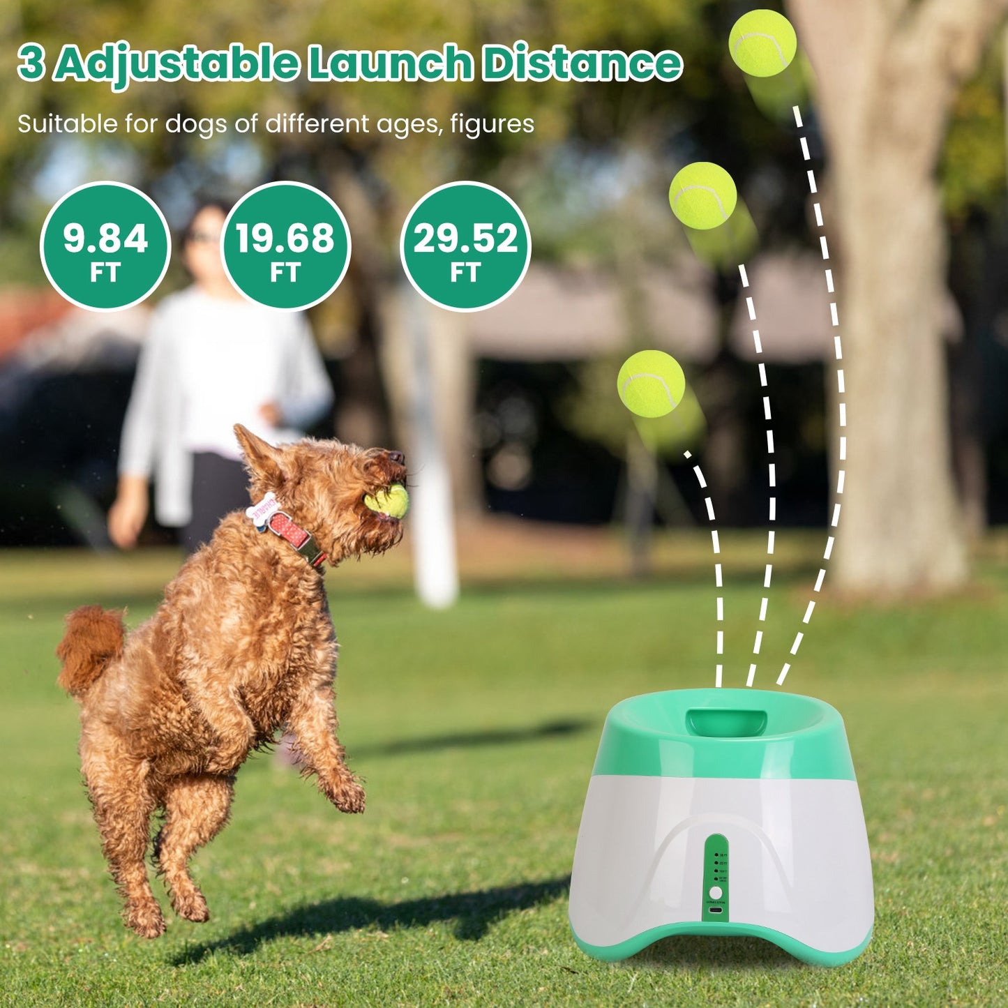 Automatic Dog Toy Ball Launcher With 3 Adjustable Launch Distance