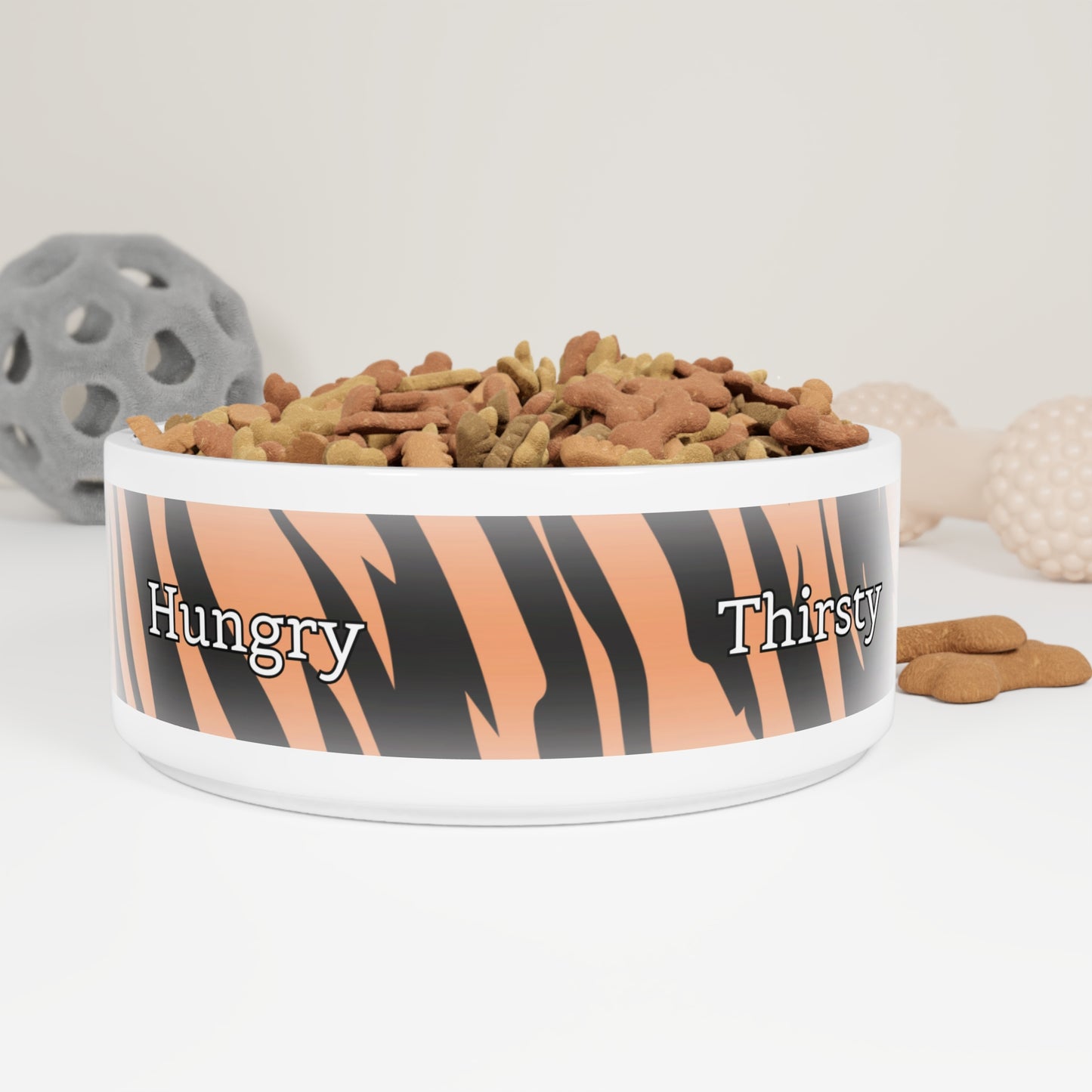 Pet Bowl - Tiger Stripe Hungry Thirsty Design