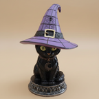 Gothic Resin Halloween Night Light Witch And Cat