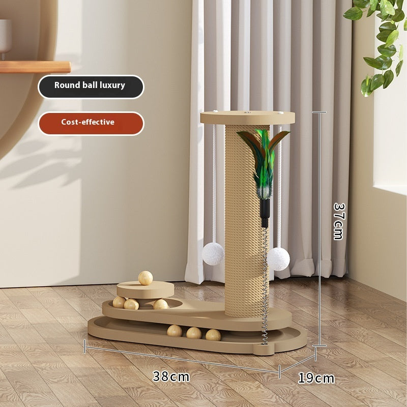 ToyTigris Solid Wood Cat Turntable Scratching Post