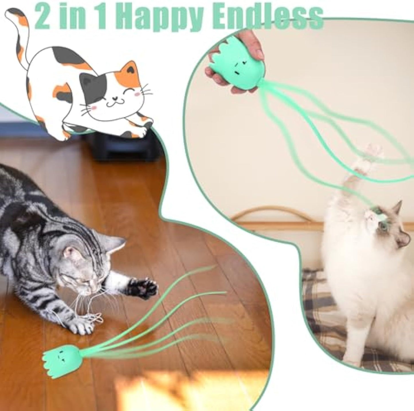 Electric Swinging Tail Cat Toy Interactive Silicone Pet Teaser