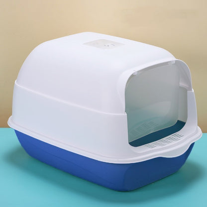Oversized Splash-Proof Cat Litter Box Semi-Enclosed, Easy-Clean Design