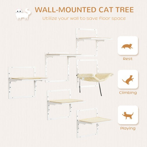 ToyTigris 6-pc Modern Cat Wall Shelves For Indoor Cats