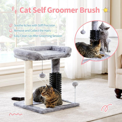 Small 4-in-1 Cat Tree Tower With Self-grooming