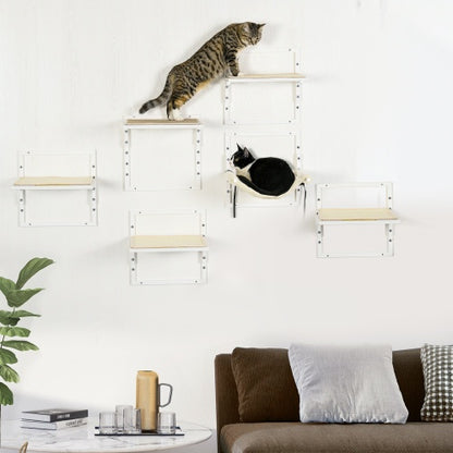 ToyTigris 6-pc Modern Cat Wall Shelves For Indoor Cats