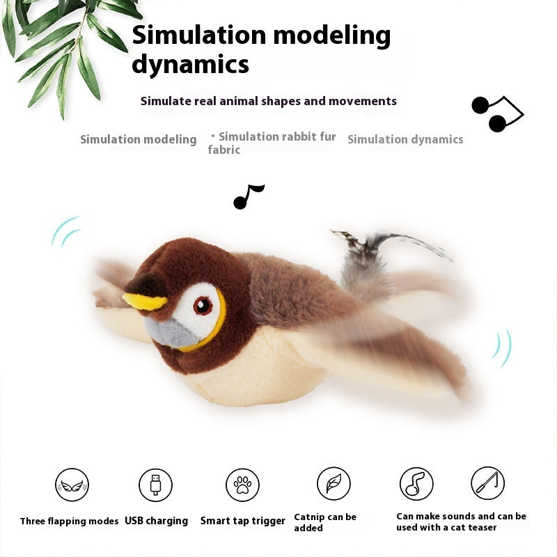 Flapping Bird Cat Toy with Realistic Sounds