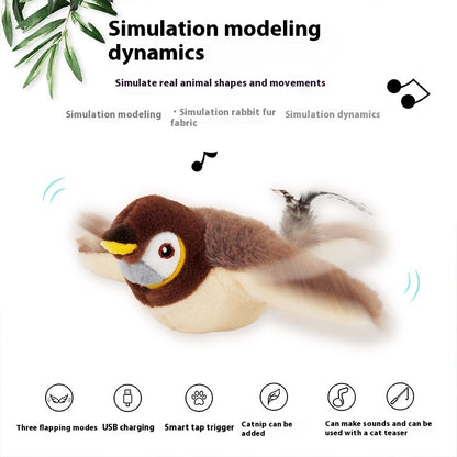 Flapping Bird Cat Toy with Realistic Sounds