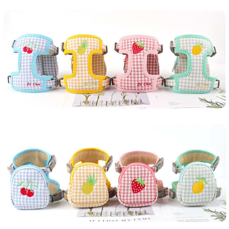 Plaid Cotton Small Dog Vest Harness Adjustable & Comfortable