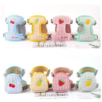 Plaid Cotton Small Dog Vest Harness Adjustable & Comfortable
