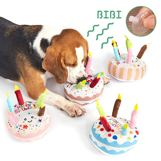 Plush Birthday Cake Dog Toy