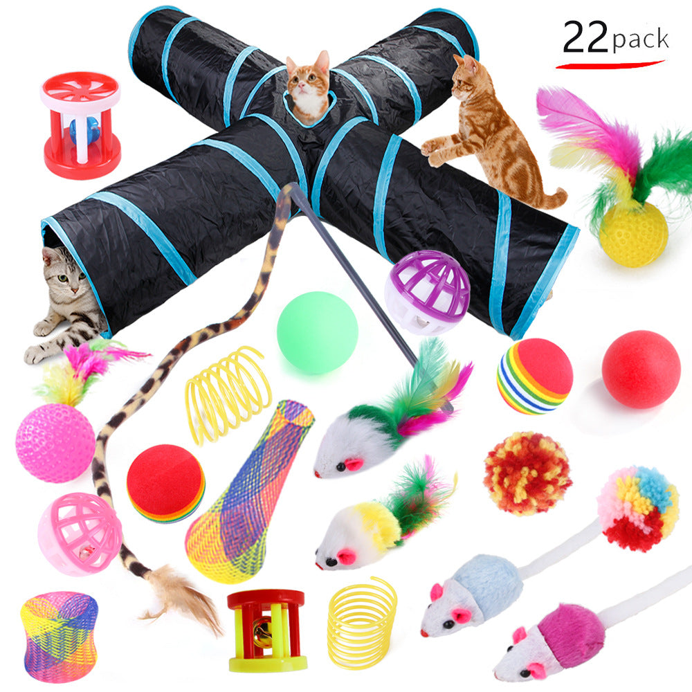 ToyTigris Cat Toy Set With Tunnel