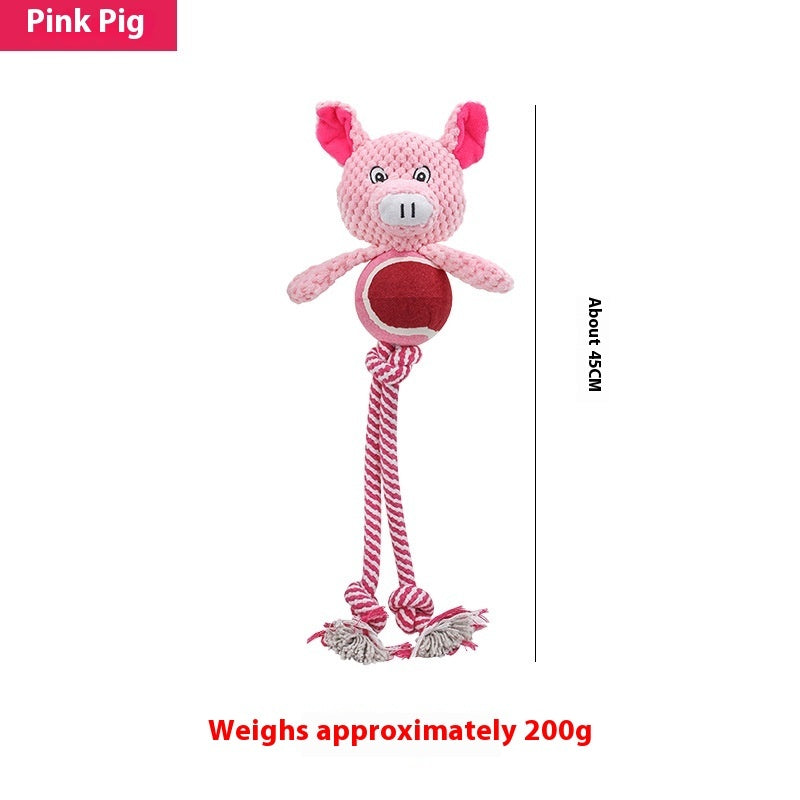 ToyTigris Squeaky Plush Animal Rope Toy for Dogs